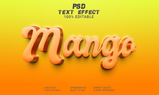 3D-teksteffect Mango PSD-bestand
