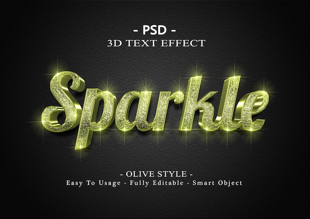 PSD 3d-teksteffect met olijffonkeling