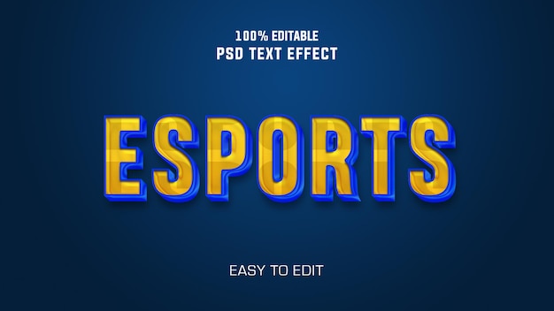 PSD 3d-teksteffect van esports met gele achtergrond