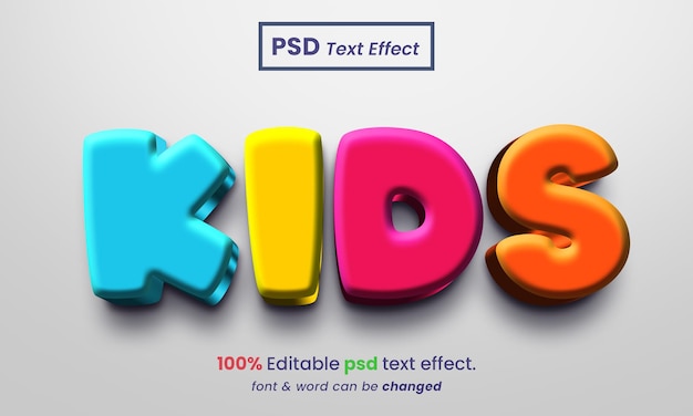 3d-teksteffect voor kinderen met meerdere kleuren psd-teksteffect