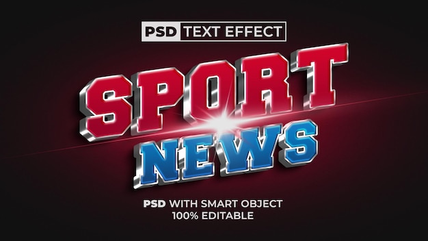 3D-teksteffectstijl voor sportnieuws Bewerkbaar teksteffect