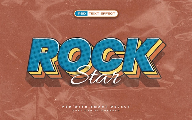 3D-teksteffekt i retro rock-stil