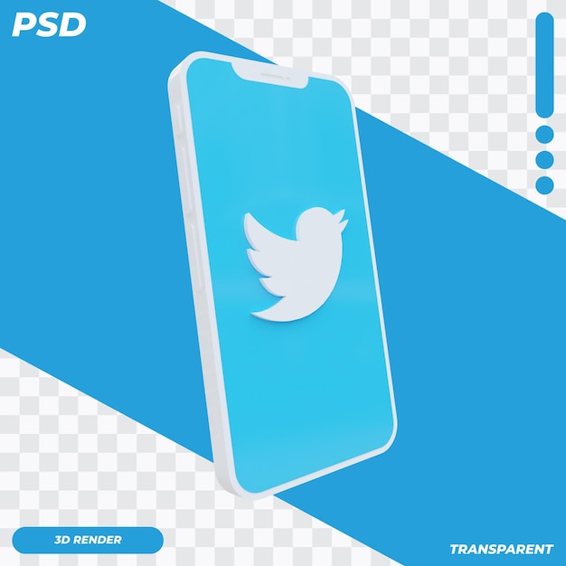 3d Telefon Komórkowy Z Ikoną Twittera