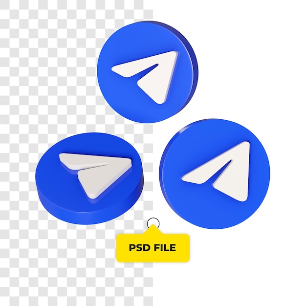 Icona del telegramma 3d su tutti i lati