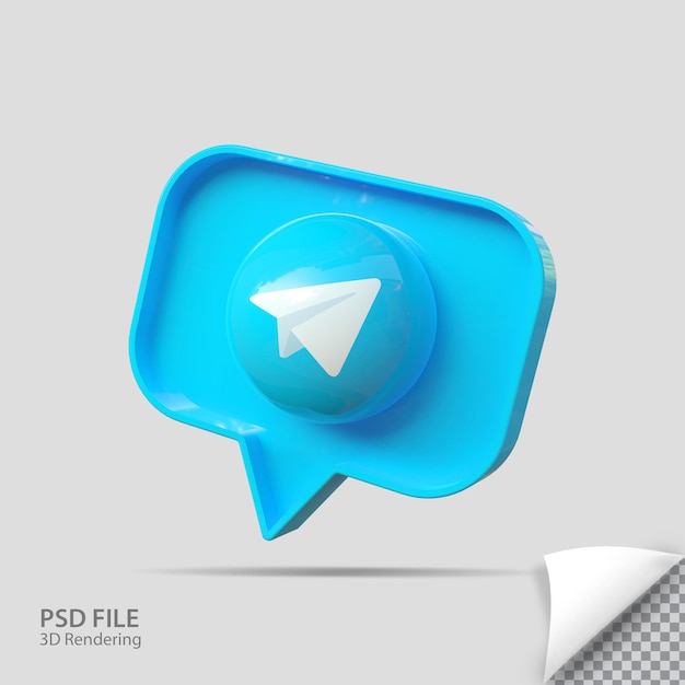 Rendering 3d dell'icona di telegram creativo