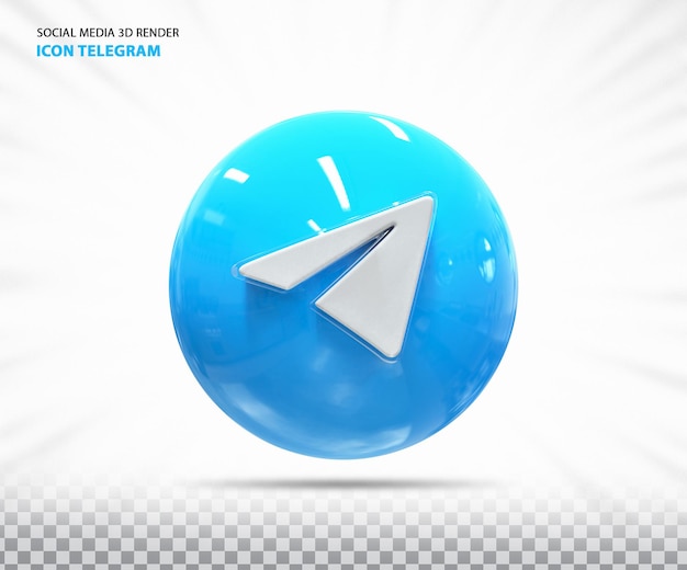 PSD 3d telegram icon social media render