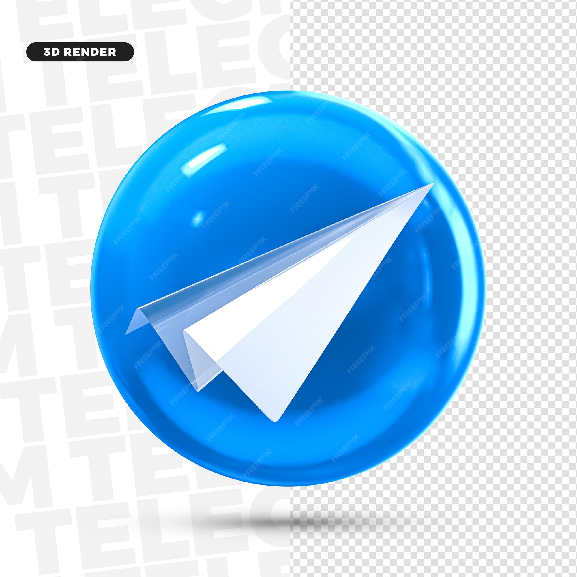 Значок логотипа 3d telegram для композиции premium psd | Премиум PSD Файл