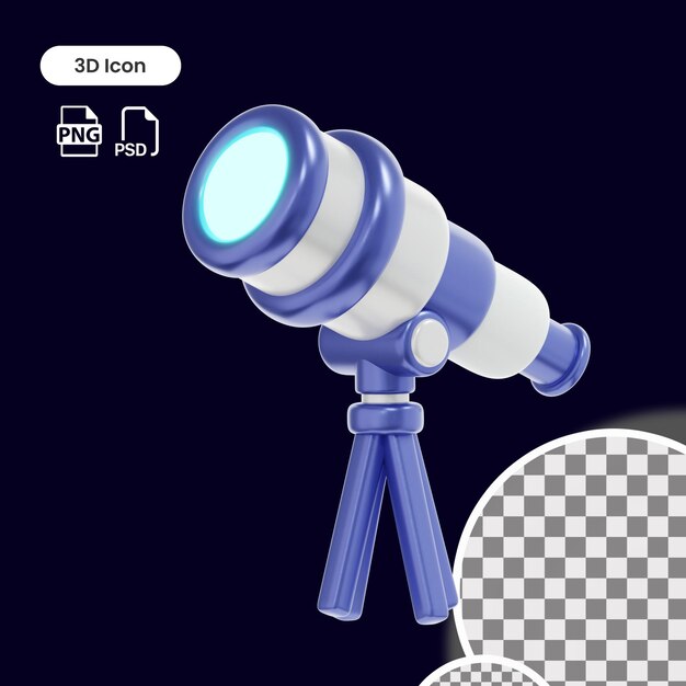 3d Telescope icon premium psd