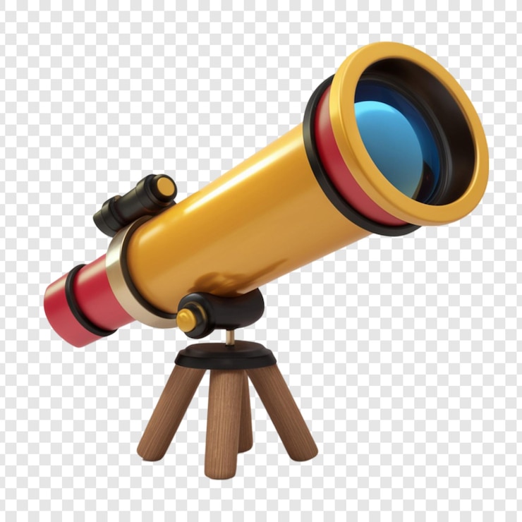 PSD 3d telescope isolated on transparent background