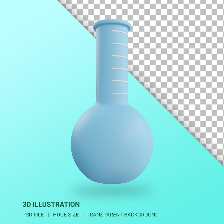 PSD 3d test tube illustration with transparent background
