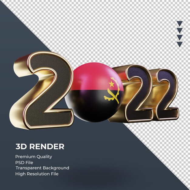 3dテキスト2022アンゴラの旗のレンダリング左側面図