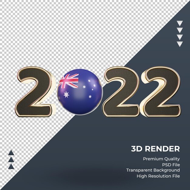 Testo 3d 2022 bandiera dell'australia che rende vista frontale