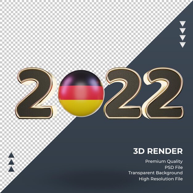 Testo 3d 2022 germania bandiera rendering vista frontale