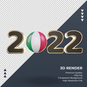 Testo 3d 2022 italia bandiera rendering vista frontale