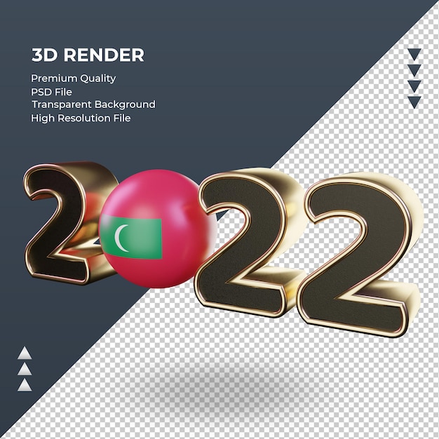 Testo 3d 2022 bandiera maldive rendering vista a destra