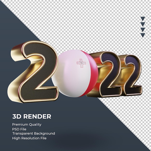3d 텍스트 2022 몰타 플래그 렌더링 왼쪽 보기