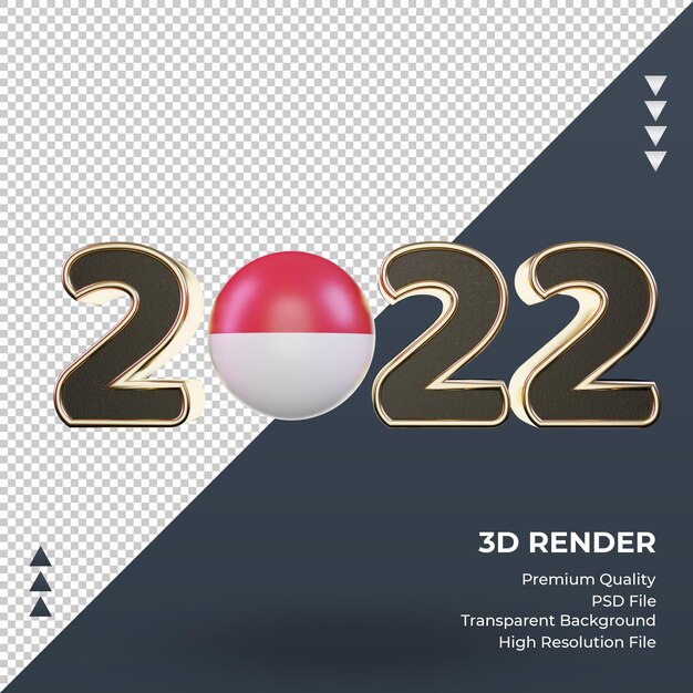 Testo 3d 2022 monaco bandiera rendering vista frontale