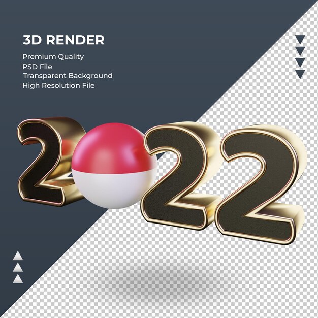 PSD 3dテキスト2022モナコの旗のレンダリングの右側面図