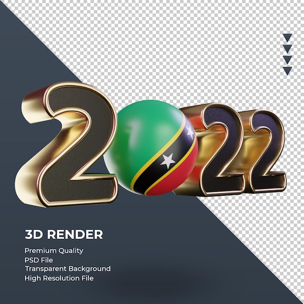 Testo 3d 2022 st kitts e nevis flag rendering vista a sinistra