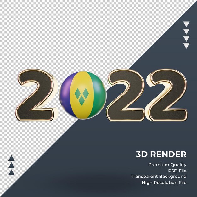 PSD 3d text 2022 st vincent and the grenadines flag rendering front view