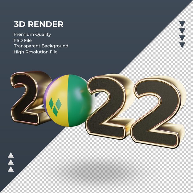 Testo 3d 2022 st vincent e grenadine bandiera rendering vista a destra