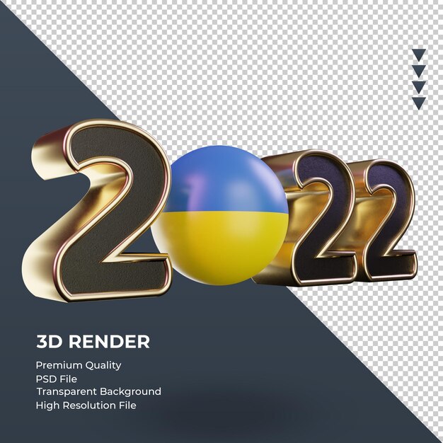 3d text 2022 ukraine flag rendering left view