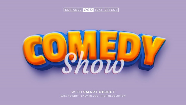 3d text bold Comedy show text effect editable text style