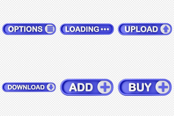PSD 3d text box click button icon set bundle