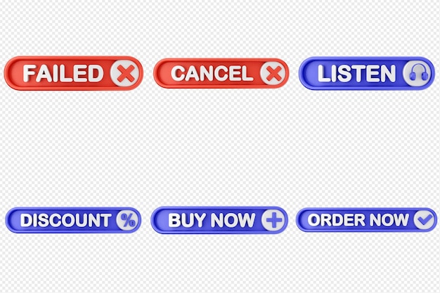 3d text box click button icon set bundle