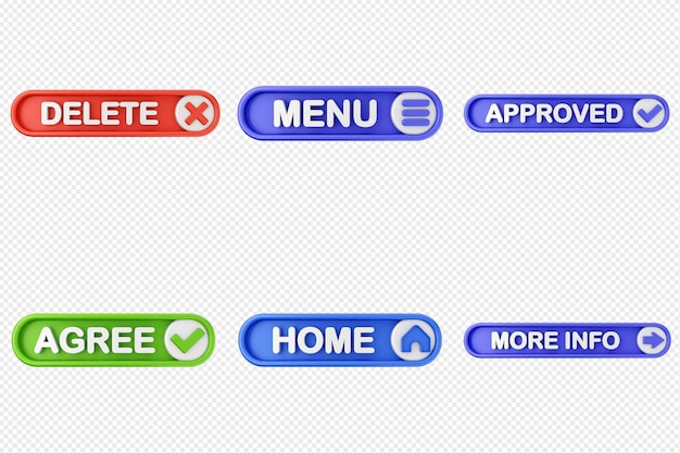 3d text box click button icon set bundle