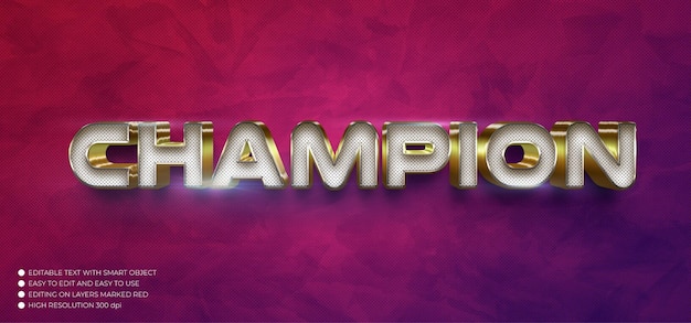 3d text champion editable text style