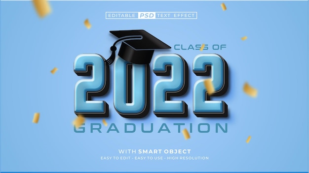 3d text class of 2022 graduation text effect editable text style