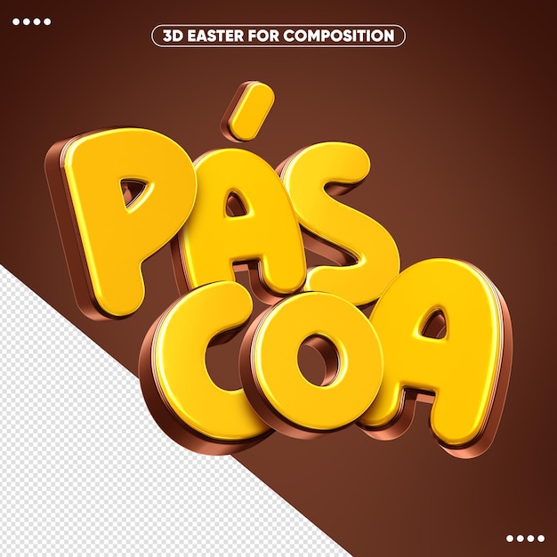 PSD 3d text easter word for compositions