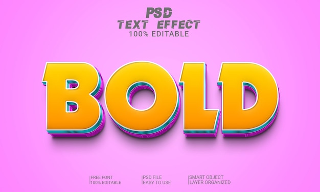 3D Text Effect Bold PSD File