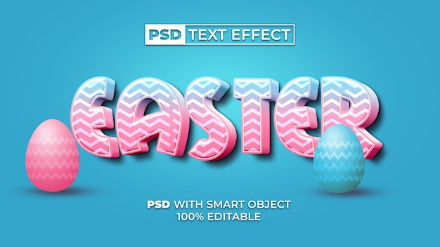 3D Text Effect Easter Colorful Style Editable Text Effect With Egg