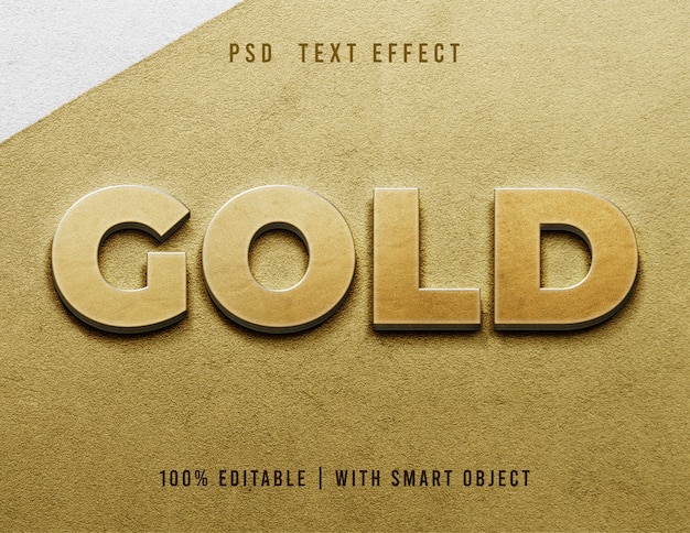 3D текстовый эффект редактируемый золотой