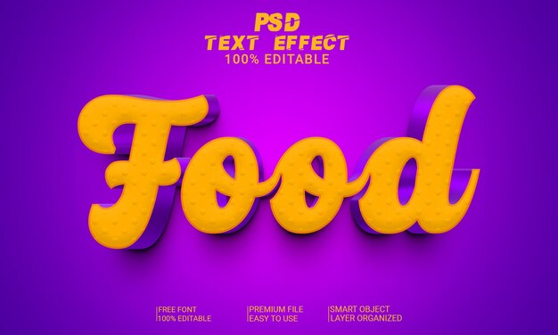 Premium PSD | 3d text effect food psd file