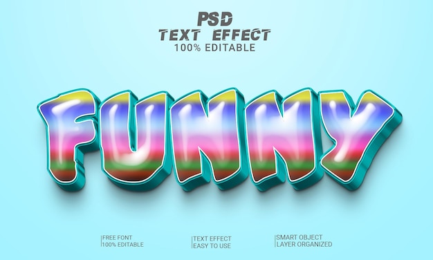 3d text effect funny full editable text style psd file