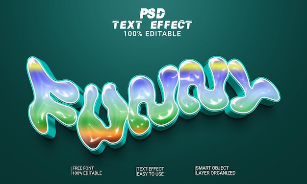 3d text effect funny full editable text style psd file