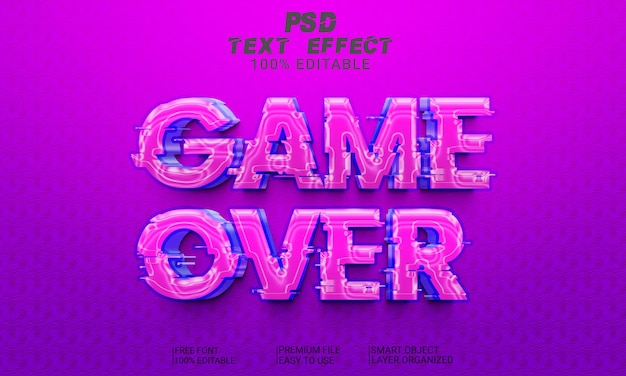 PSD effetto testo 3d game over