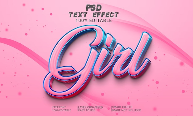 3d text effect girl psd file