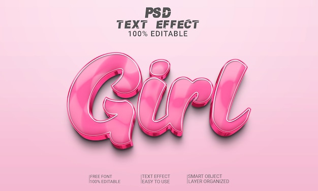 3D Text Effect Girl