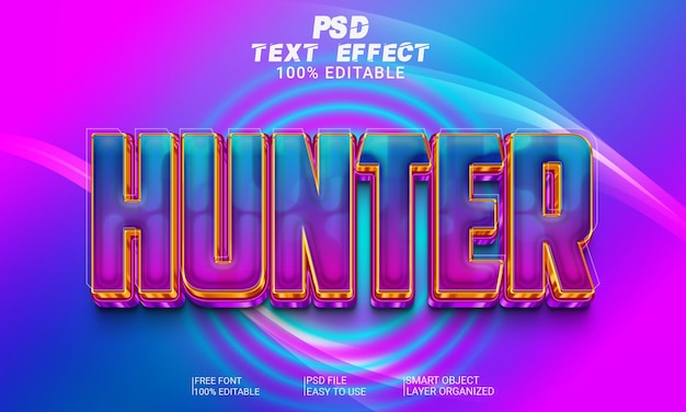 File psd di hunter con effetto testo 3d