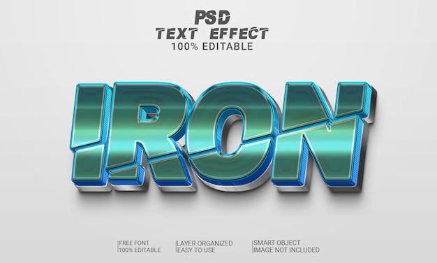 3d text effect iron psd file