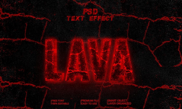 3D текстовый эффект Lava PSD файл