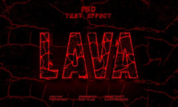 File psd di lava effetto testo 3d Psd Premium