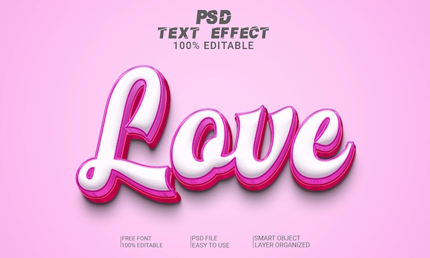 File psd di amore effetto testo 3d