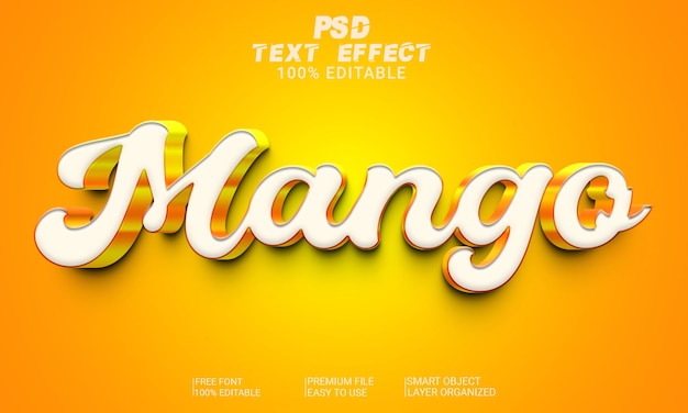 3d текстовый эффект mango psd файл