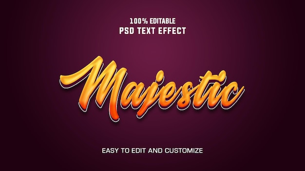 PSD 3d текстовый эффект majestic с фиолетовым фоном