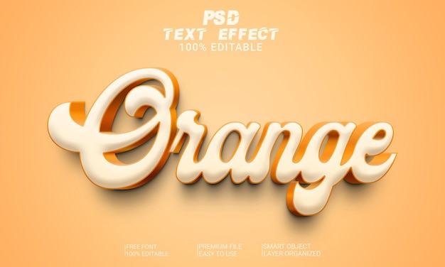 3d text effect orange psd file